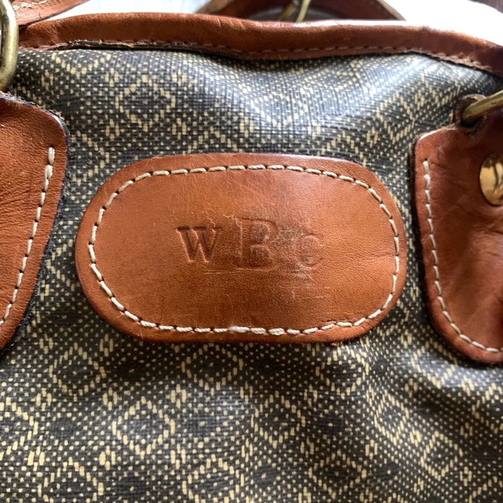 Vtg WBC Monogram‎ Garment Bag Travel Suit Cover Luggage Brown Jacquard